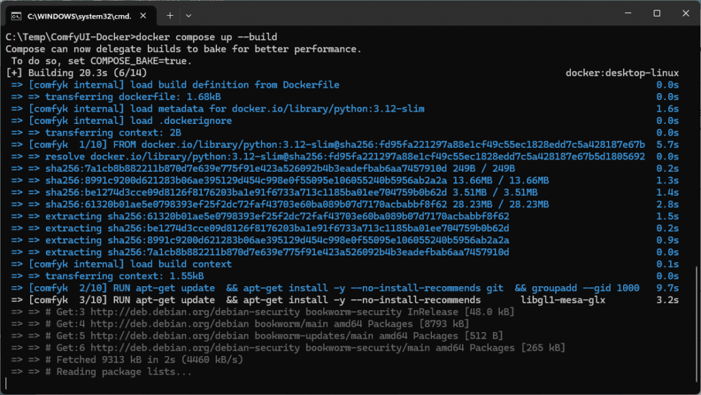 Docker building the ComfyUI Container