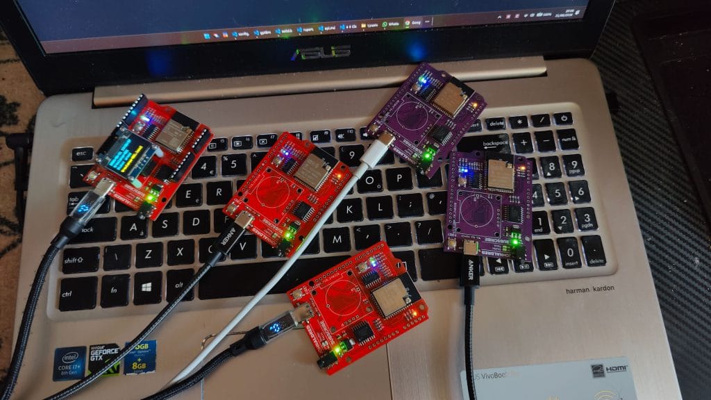 Growlapse boards assembled and being programmed